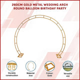 260cm Gold Metal Wedding Arch Round Balloon Birthday Party V63-841761