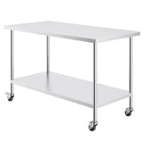 Stainless Steel Work Table 30 x 60 x 38 Inch, with 4 Wheels, 3 Adjustable Height Levels, Heavy Duty V952-CFBXGGZTLCDJ1CSD7V0