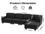 Artiss Modular Sofa Chaise Set 5-seater Dark Grey SBED-C-EP05-DA-GY-ABCDE