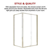 Adjustable Semi Frameless Shower Screen 114-122cm x 89-92cm With Gold Hardware For Modern Bathrooms V63-958161