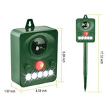 Ultrasonic Animal Repeller. Solar Animal Repellent. with Flashing LED Light and Alarm to expel Cats, V1192-AZ-W-11137