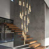 BAMDECOR LT12 18-Heads Solid Crystal Rain drop Chandelier High Ceiling Foyers Entrance Chandeliers V255-BAM-LT12-18-GOLD