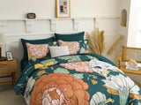 Teal Terracotta Dahlia Bloom Comforter Quilted Doona Set V745-MMPAB011142AJ3