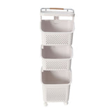 Rolling Laundry Hamper PP ABS Laundry Shelf Clothes Storage Basket Organizer with 4 Wheels for Home V1294-YM0901-3117240250812