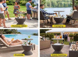 Gardeon Outdoor Bar Table Portable Ice Bucket Cooler 30L Adjustable Top Brown ODF-COOLER-R-BR