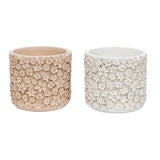Set 2 Asst Flower Embossed Planters w Hole Plug 18cm V637-88748PLN