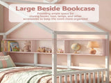 Artiss Kids Single Bed Frame with 3 Storage Bookcase & 2 Drawers House Bed Solid Wood Montessori Bed WBED-F-DREGO-S-WH-DRAW