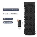 Black Single Outdoor Foot Pump Inflatable Sleeping Pad - 40D Nylon Camping Air V888-ELOSUNG56187-2