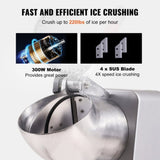 Ices Machine, 220lbs Per Hour Electric Snow Cone Maker with 4 Blades, 300W Electric Ice V952-SBJBXS220300WSNSVV3