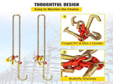 J Hook Chain, 2PCS 8 mm x 300 cm G80 Long Shank J Hook Tow Chain with RTJ Cluster Hook & Grab Hook, V952-SZGLRTJ51610FT001V0