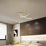 BAMDECOR AD2582/2 Modern LED Chandelier, Hexagonal Rings Ceiling Lighting Contemporary Chandeliers V255-BAM-AD2582-2-0406-GOLD