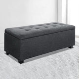 Artiss Storage Ottoman Blanket Box 97cm Linen Charcoal OTM-L2-LINEN-CHA