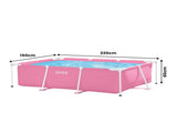 Intex Rectangular Metal Frame Pool 220 x 150cm - Pink 28266AU
