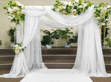 8X Arch Draping Fabric 1 Panel 29.5Inch X 19.6Ft White Sheer Chiffon Curtain Drapes for V1366-AZ2-W-14524