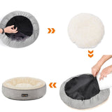 FEANDREA 50cm Dog Sofa Bed Round Shape Fabric Light Grey V227-3309641001080