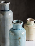 Ceramic Vases Set of 3 Crackled Finish Blue Farmhouse for Home Dcor V178-23061
