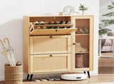 Artiss Shoe Rack Cabinet 3 Flip-out Drawers Pine FURNI-C-SHOE-01-RAT-WD-AB