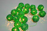 1 Set of Green 5cm Rattan Cane 50 Ball Battery Powered LONG 5m String Lights Christmas Gift Home V382-GREENRATTBALLBATT50