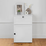 PORTO BEDSIDE TABLE - WHITE - HAMPTONS - ROUND BLACK V164-ECS13WHB06B