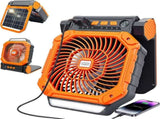 Four Function Solar Camping Fan with LED Light and Compass, Rechargeable Portable Tent Fan with 4 V1189-LC-AMZ-00095