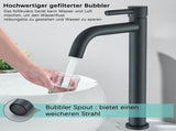 Black brass bathroom washbasin tap- high spout, ceramic cartridge, single handle, s included V1189-LC-LY-00050