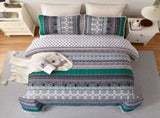 Romantic Blush green grey 3 Pc Bedspread & Pillow Cover Set V745-MAC080340Q13U