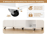 Kitchen Island Cart on Wheels with Charging Station, White, 83x38x82cm LSB-59306