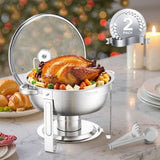VEVOR 5 Qt 2 Pack Round Chafing Dish Buffet Set Full-Size Pan Stainless Steel V952-YXBLSTGK2JTYN0BW5V0