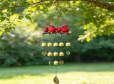 Happy Bird Resin Wind Chime Alloy Bell Outdoor Garden Hanging Decor, Multi-Layer Balcony V1232-XFNFL-001