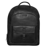 Futura Mens Leather Laptop Backpack School Shoulder Bag Front Pocket - Black V563-A1972LBLACK