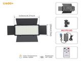 HridZ U600 LED Video Light Dimmable Bi-Color 2500K-8500K Panel, Remote-Controlled, for V571-HZUBICOLORLED-600