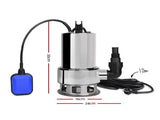 Giantz 1800W Max. Submersible Dirty Water Pump Bore Tank Well Steel Automatic Clean PUMP-SUBM-1800