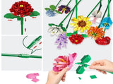12 Pcs Flower Bouquet Building Set,12 Artificial Flowers Botanical Collection Toys for Valentines V1369-AZ3-W-22152