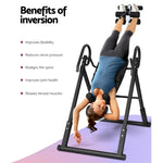 Everfit Inversion Table Gravity Exercise Inverter Back Stretcher Home Gym Grey IVT-6312-GY