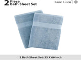 Bath Sheets Bathroom Towel Set- 2 Pack 100% Cotton Extra Large Bath Towels, Oversized Bath Towels, V1258-DP02-C-1234