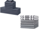 Homaxy Dishcloths Set, 12 x 12 Inches and 13 x 28 Inches, Set of 8 Bulk Kitchen Towels Set, Dark V1258-DP02-F-154