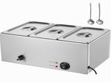 3-Pan Commercial Food Warmer, 16.5L Electric Steam Table, 1200W Professional Countertop Stainless V952-SYSPBWQPTK31E3ZVSV3