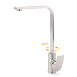 WELS Brushed Nickel Square Kitchen Sink Laundry Mixer 360 Swivel Faucet Tapware V1233-KRS501N