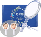 20X Magnifying Hand Mirror Two Sided Use for Makeup Application, Tweezing, and Blackhead/Blemish V178-14414