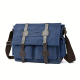 Navy Black Blue Canvas Messenger Bag Travel Bag High-Quality Bag Adjustable Strap Multiple V1347-127-BLA-54738