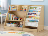 Keezi Kids Bookshelf Wood Bookcase Children Storage Rack Display Shelves Holder FURNI-N-BOOK-MCT-WD