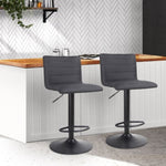 Artiss 2x Bar Stools Gas Lift Linen Fabric Black BA-TW-V17-1168-BKX2