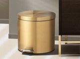 5L Stainless Steel Round Trash Can With Lid And Foot Pedal for Household Kitchen Hotel-Champagne V1161-110301