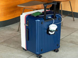 Smart Hard-Shell Luggage with USB Charging Port & Cup Holder - 20" Spinner Suitcase in Blue & White V888-ELOSUNG10838