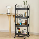 Artiss Storage Trolley Kitchen Cart 4 Tiers Black STR-B-4T-100-BK