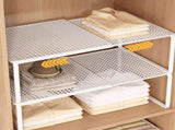 Expandable Cabinet Storage Shelf Stackable Metal Organizer Rack Adjustable Width for Kitchen V1366-AZ2-W-14897
