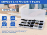 160-Pack 14-Size Metal Car Screws Galvanized, Rust & Oxidation Resistant Fasteners for Car Body, V1366-AZ2-W-15138