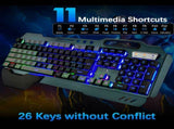 104 Keys Wireless Gaming Keyboard Mouse SetMouse Pad, RGB LED Backlit PC/Laptop Black-Rainbow V201-W10877049