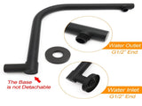 Matt Black 8" Stainless Steel Round Rain Shower Head & Gooseneck Swivel Wall Arm Set V1233-A619BKSR108B