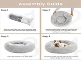 Pet Bed Anti-Anxiety Pet Bed Donut Pet Bed Small Dog Bed Medium Dog Bed Cat Bed - Navy / 24in V1107-135-34402-NVY-24IN